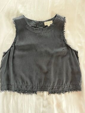 cloth & stone Washed Black Frayed Hem Sleeveless Tank